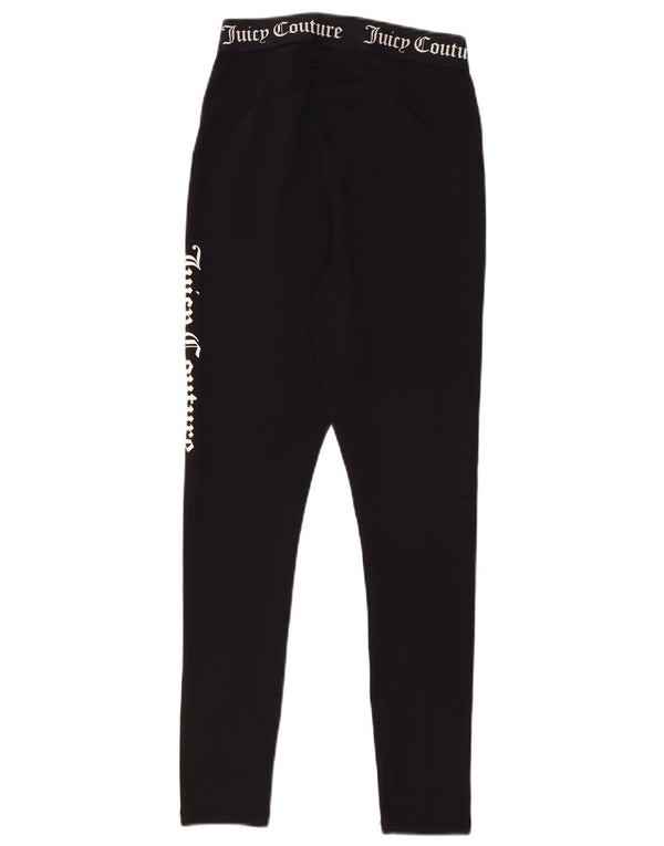 Juicy Couture Womens Graphic Leggings UK 12 Medium Black Polyester
