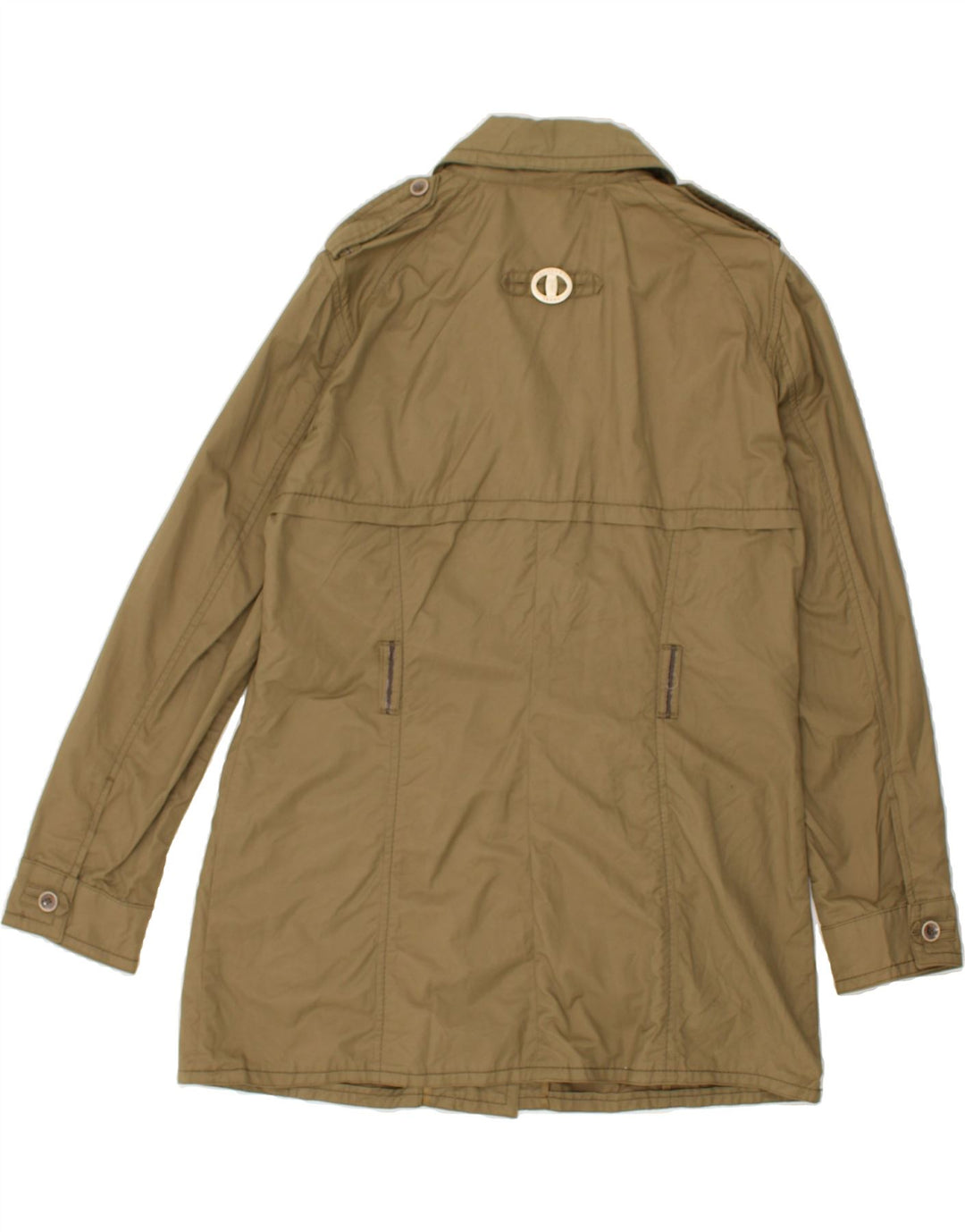 TRUSSARDI Womens Overcoat IT 48 XL Green Cotton | Vintage Trussardi | Thrift | Second-Hand Trussardi | Used Clothing | Messina Hembry 