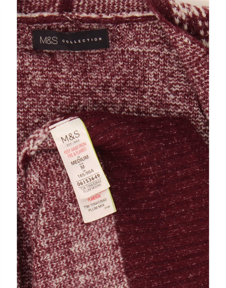 Marks & Spencer Womens Longline Cardigan Sweater UK 12 Medium Burgundy