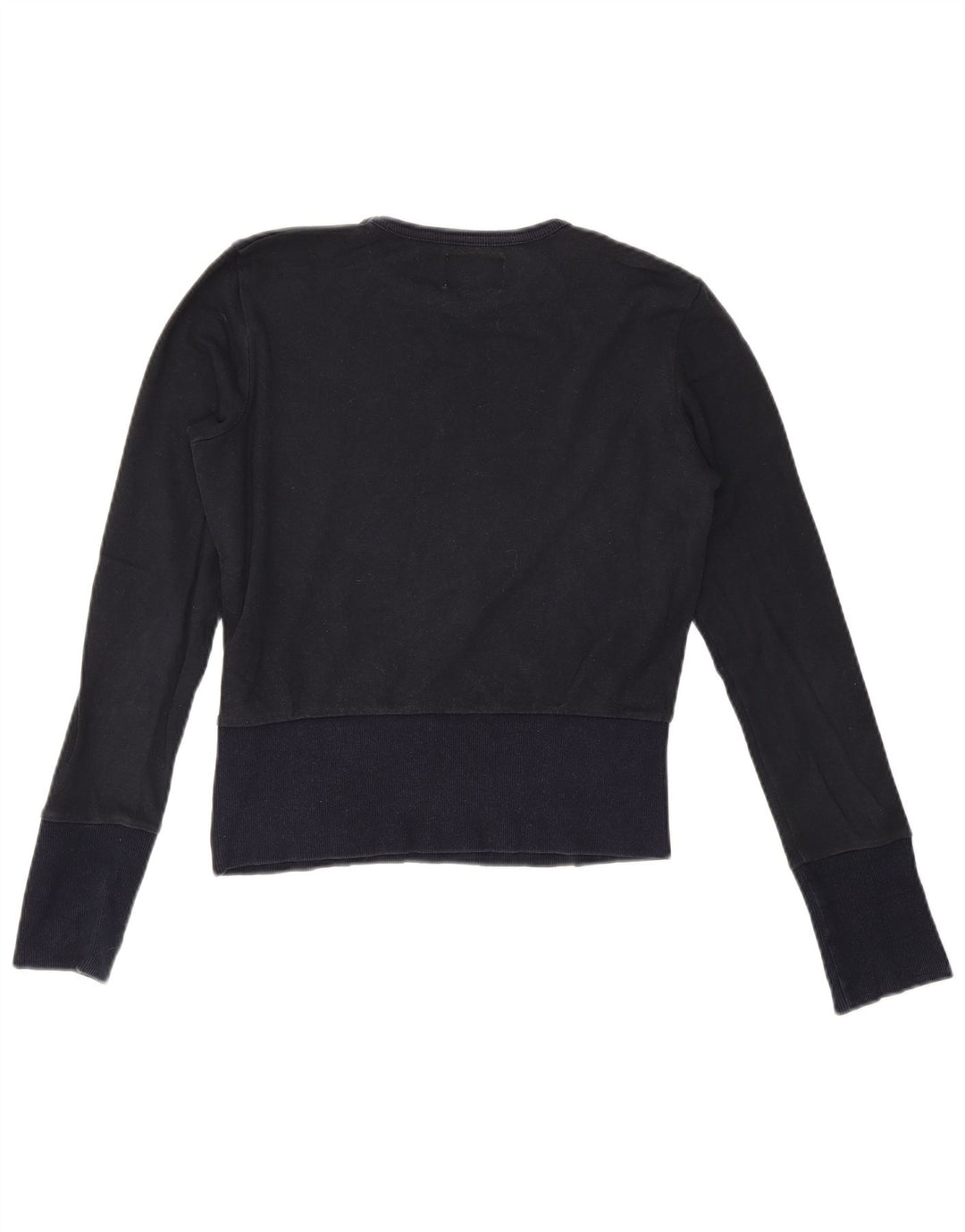 Sergio Tacchini Womens Crop Graphic Top Long Sleeve UK 12 Medium Navy Blue