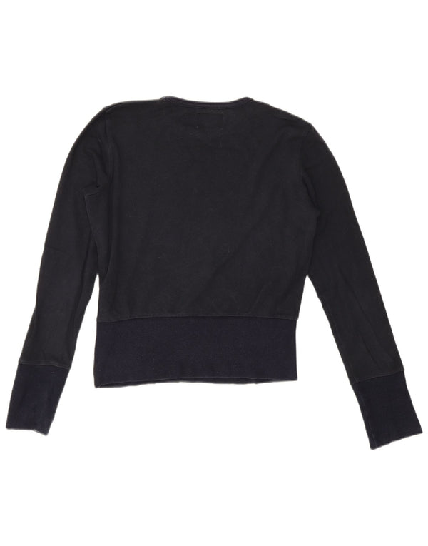 Sergio Tacchini Dame Crop Grafisk Top Langærmet UK 12 Medium Navy Blue