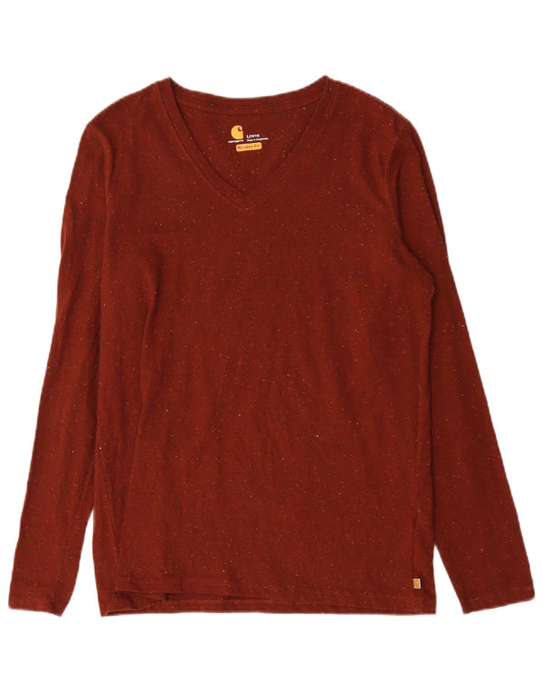 Top Carhartt da donna vestibilità rilassata manica lunga US 12/14 grande marrone screziato