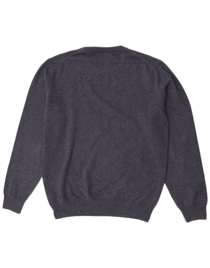 Gant Mens Crew Neck Jumper Sweater Large Navy Blue Lambswool