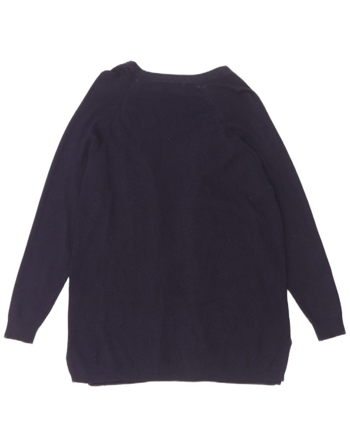 Marks & Spencer Womens Open Cardigan Sweater UK 14 Large Navy Blue Viscose