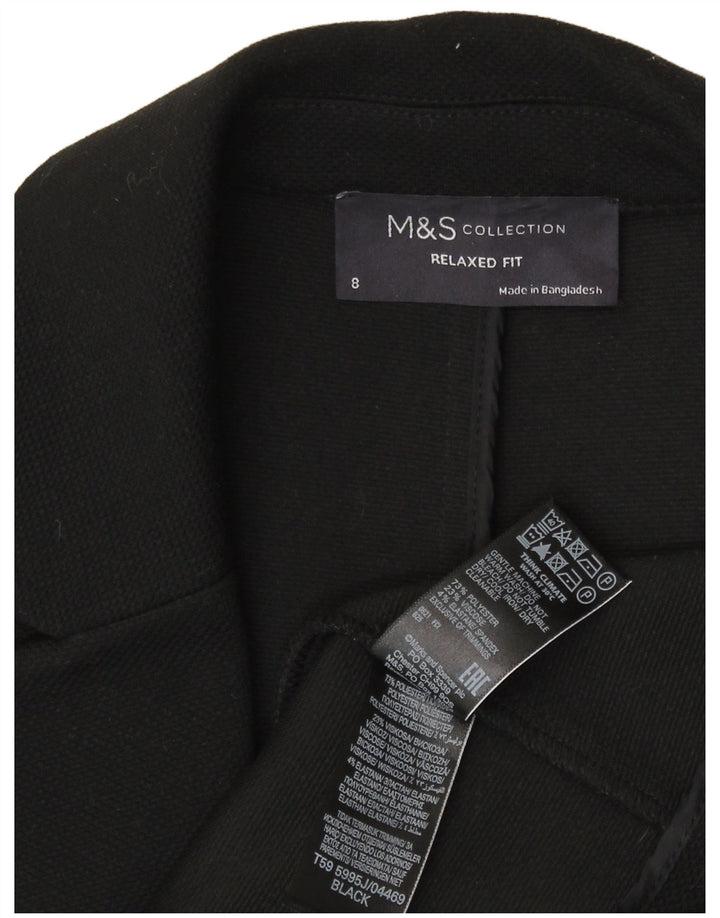 Marks & Spencer Dame Open Relaxed Fit Blazer Jacket UK 8 Small Black