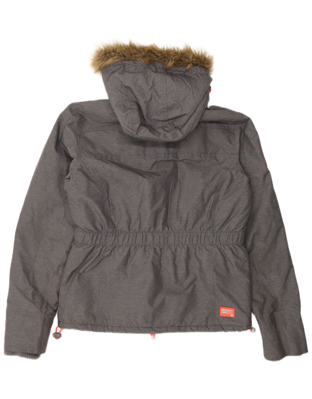 Superdry Womens Hooded Windbreaker Jacket UK 16 Large Grey Nylon