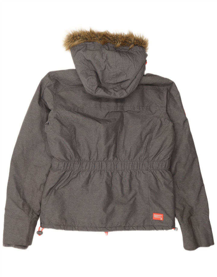 Superdry Womens Hooded Windbreaker Jacket UK 16 Large Grey Nylon