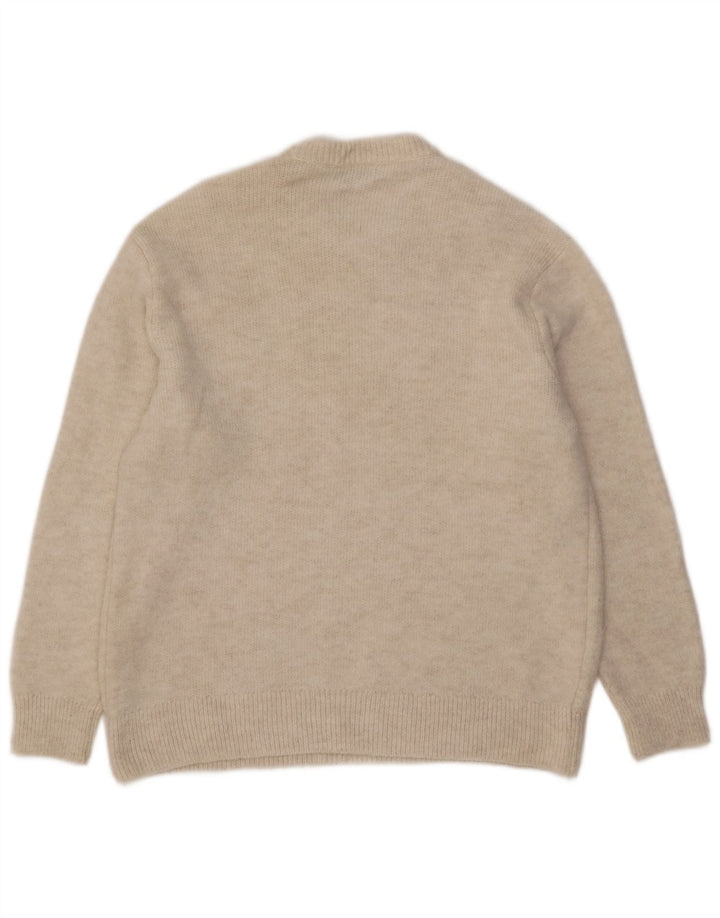 Zara Mens Crew Neck Jumper Sweater Large Off White Acrylic
