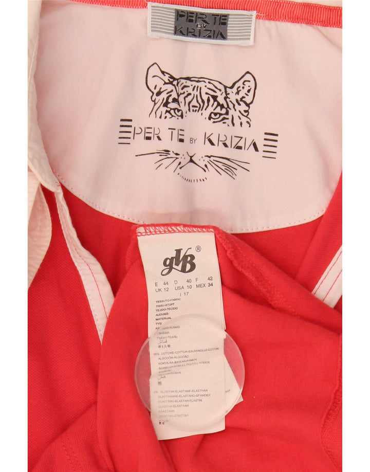 Perte by Krizia Womens 3/4 Sleeve Blouse Top UK 12 Medium Red Colourblock