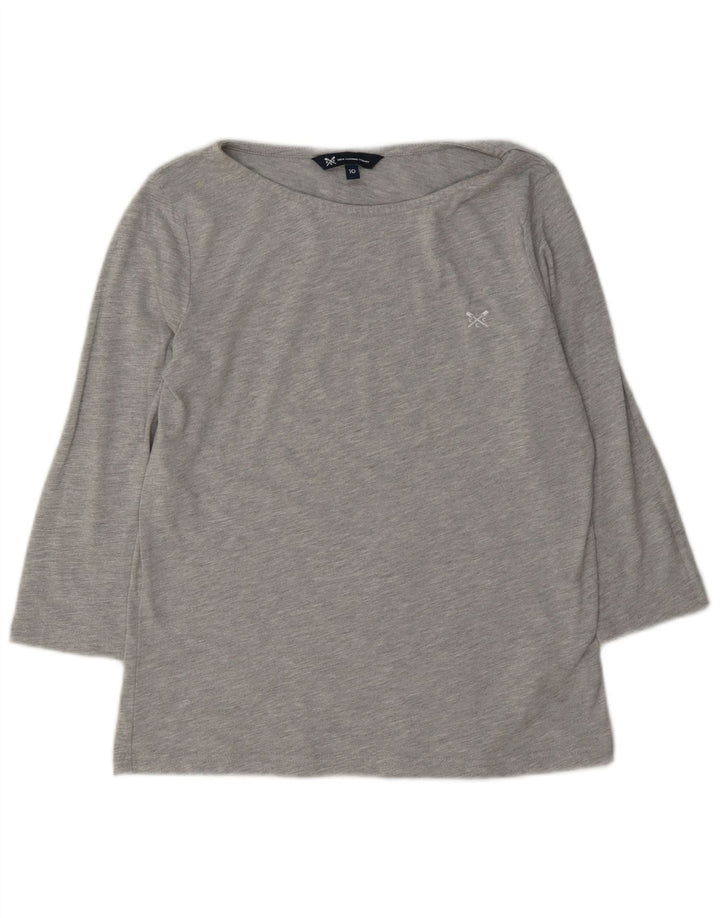 Crew Clothing Womens Top 3/4 Sleeve UK 10 Small Grey Polyester