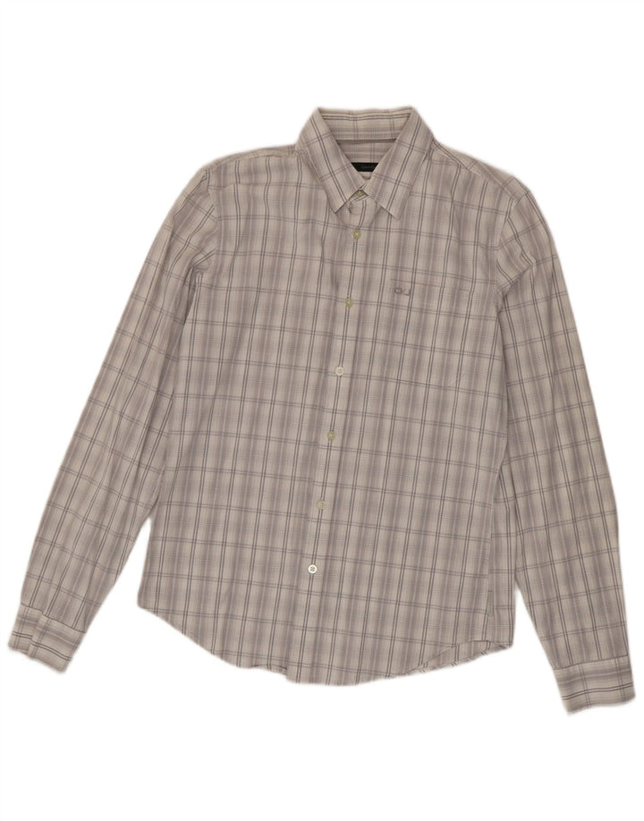 Calvin Klein Jeans Mens Shirt Medium Grey Check Cotton