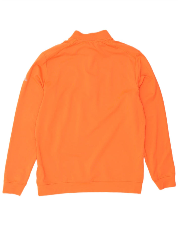 Adidas Mens Zip Neck Sweatshirt Jumper Medium Orange Polyester