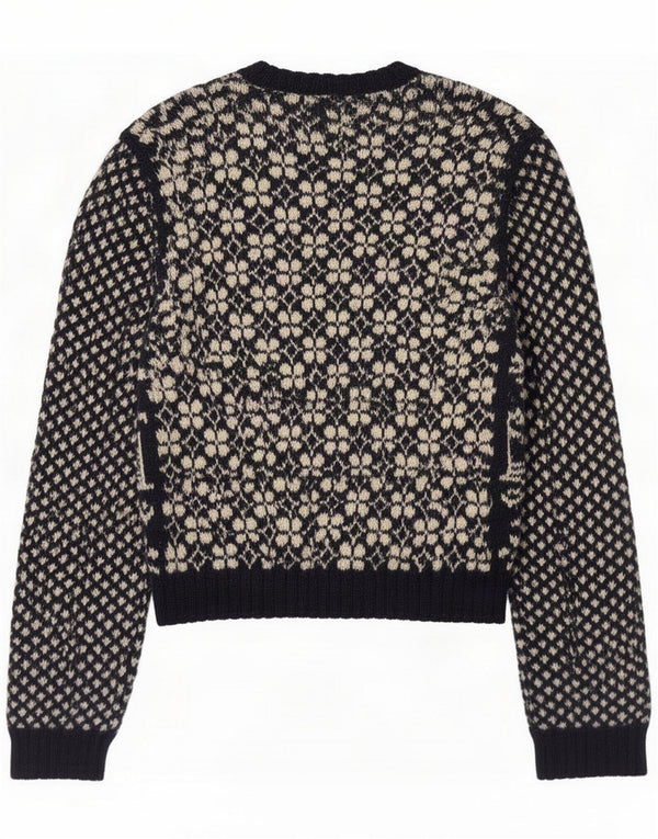 Vintage ženski kardigan džemper UK 14 Srednje tamnoplavi Fair Isle