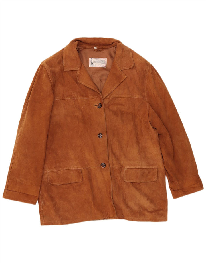 MICHELANGELO Womens Suede Jacket IT 48 XL Brown Leather
