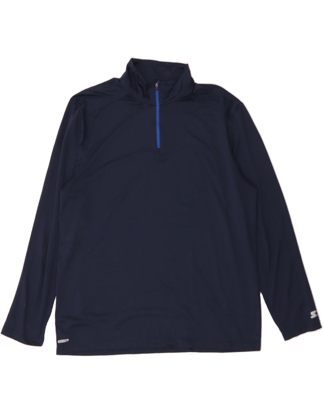 STARTER Mens Zip Neck Pullover Tracksuit Top Large Navy Blue Polyester Vintage Starter and Second-Hand Starter from Messina Hembry 