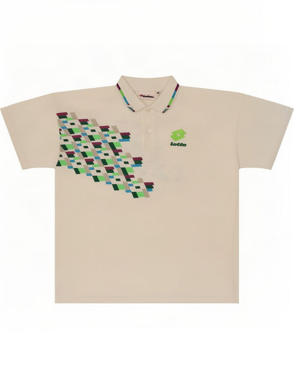 Polo grafica da uomo Lotto in cotone geometrico bianco medio