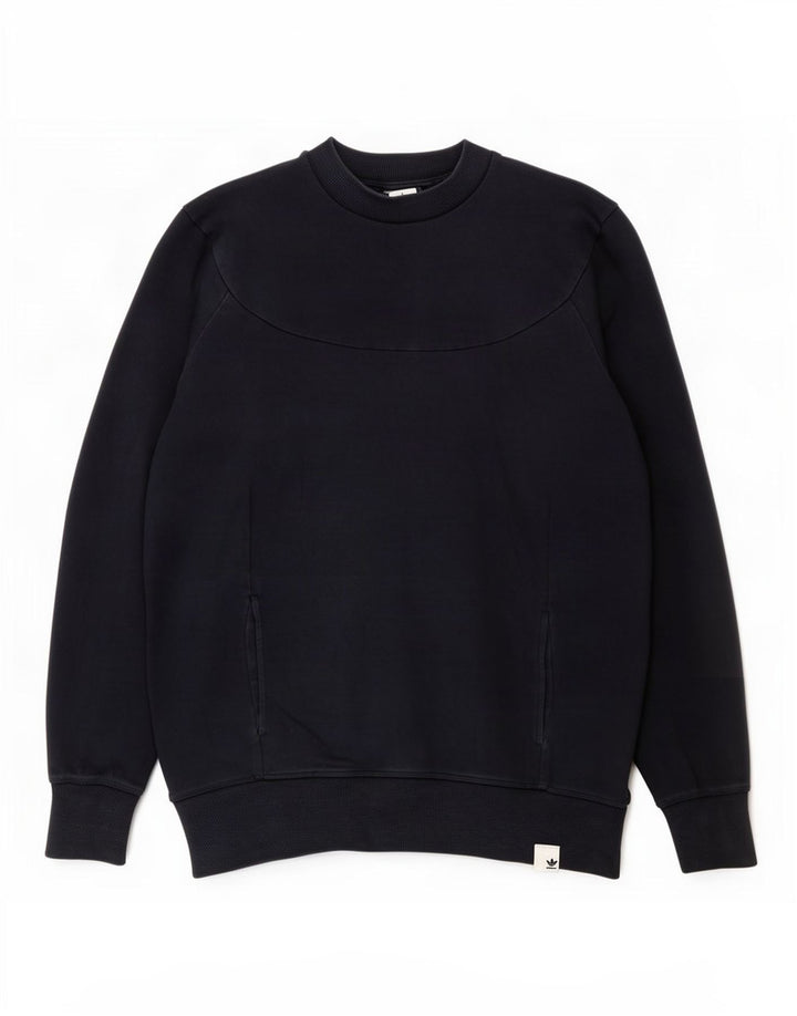 Adidas Womens Oversized Sweatshirt Jumper UK 10 Small Navy Blue Cotton