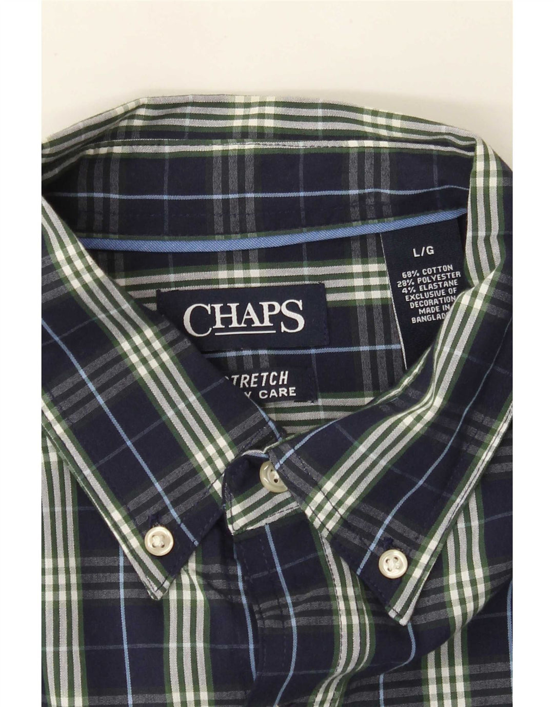 Chaps Mens Shirt Large Navy Blue Check Cotton