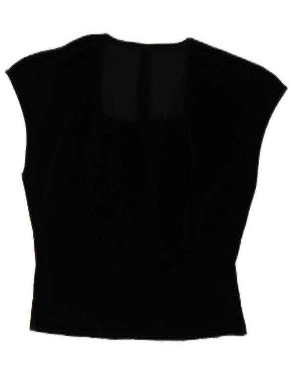 Vintage Damen Weste Bluse Top IT 44 Medium Schwarz