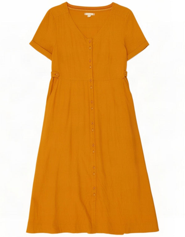 White Stuff Abito lungo da donna UK 10 Small Yellow Viscose