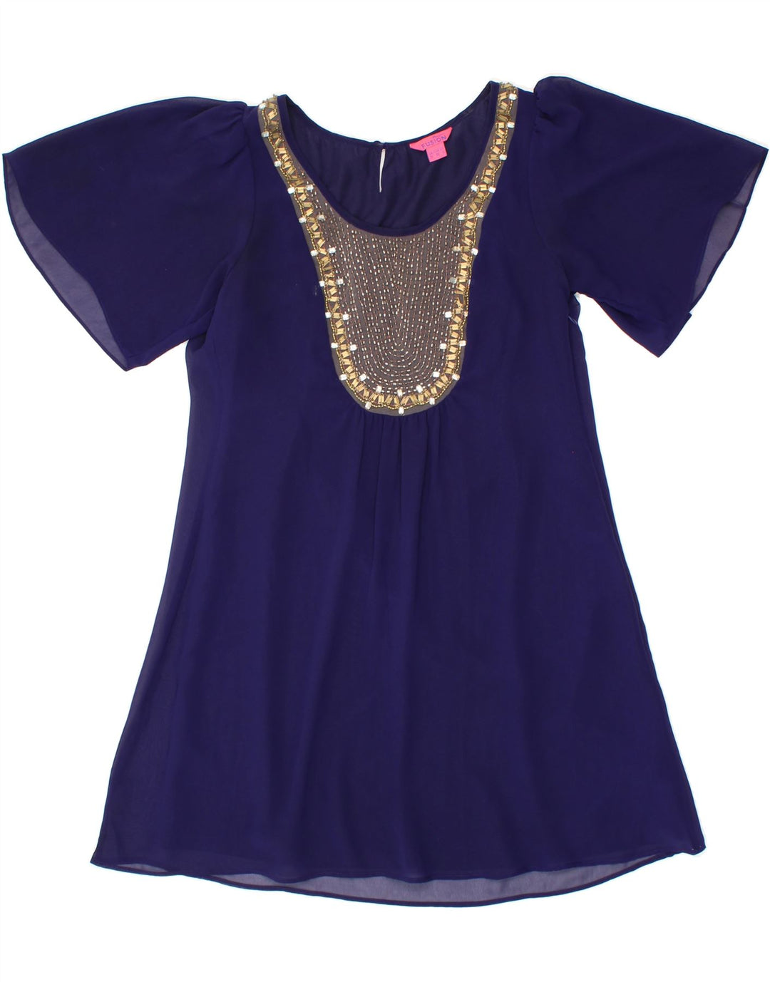 MONSOON Womens A-Line Dress UK 10 Small  Navy Blue Polyester Vintage Monsoon and Second-Hand Monsoon from Messina Hembry 
