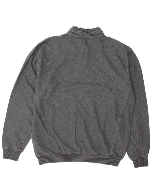 Champion Mens Zip Neck Sweatshirt Jumper XL Grey Cotton