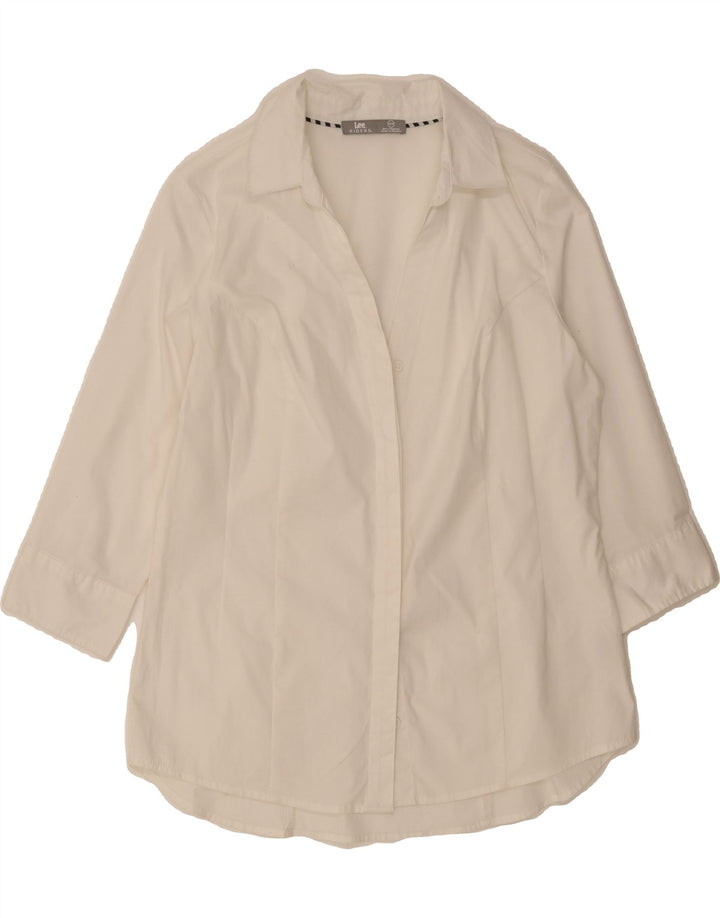 LEE Womens Riders 3/4 Sleeve Shirt UK 14 Medium White Cotton Vintage Lee and Second-Hand Lee from Messina Hembry 