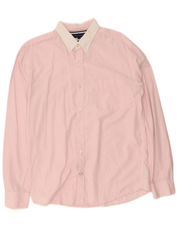 Tommy Hilfiger Camicia da uomo vintage fit grande cotone gessato rosa