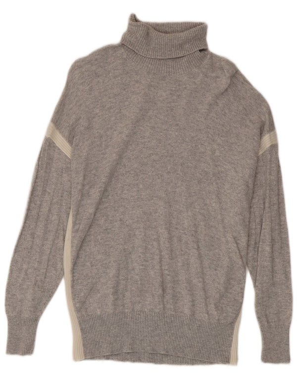 Reiss Mens Roll Neck Pulóver Közepes szürke Colourblock gyapjú