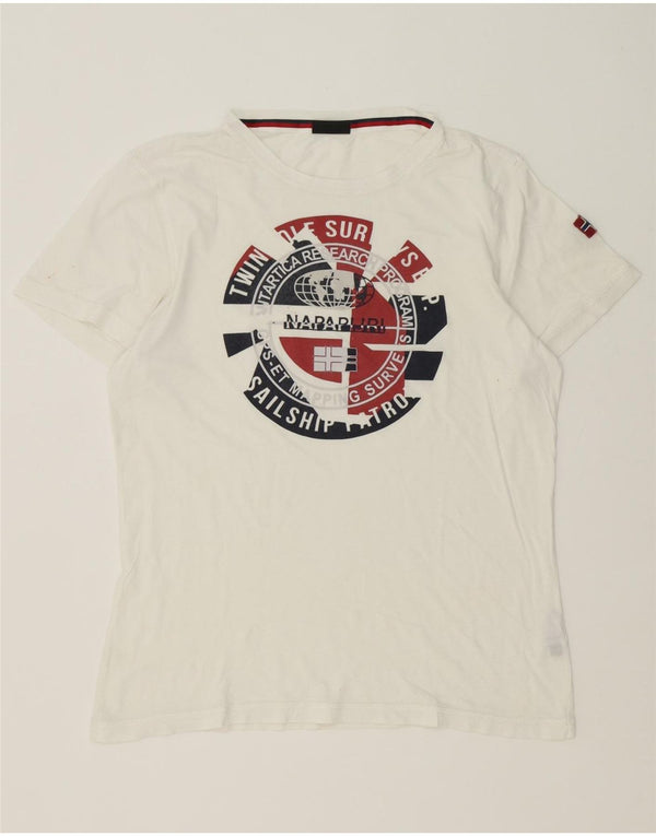 Napapijri T-Shirt Graphique Homme Blanc Moyen Coton