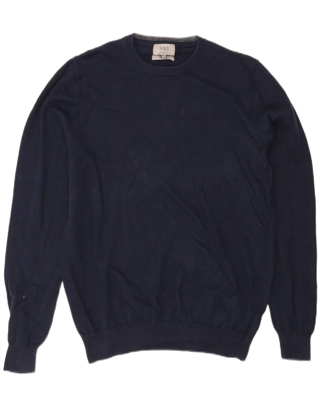 MARKS & SPENCER Maglione da uomo girocollo grande in cotone blu navy