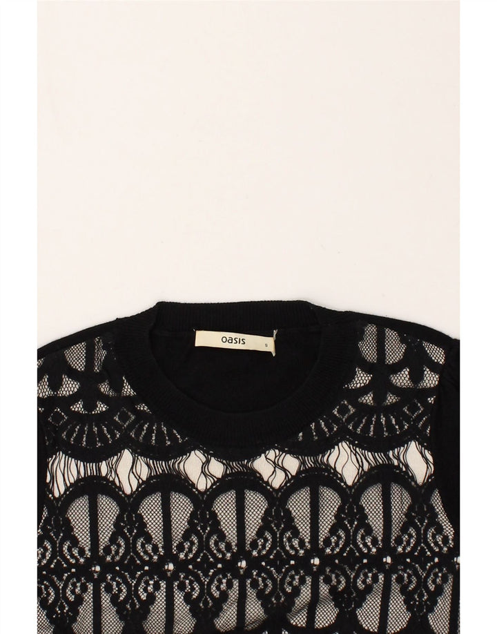 OASIS Womens Crew Neck Jumper Sweater UK 10 Small Black Cotton | Vintage Oasis | Thrift | Second-Hand Oasis | Used Clothing | Messina Hembry 