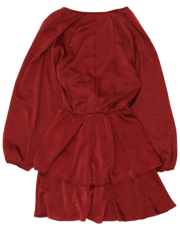 Abito a strati a maniche lunghe da donna Zara UK 6 XS poliestere bordeaux