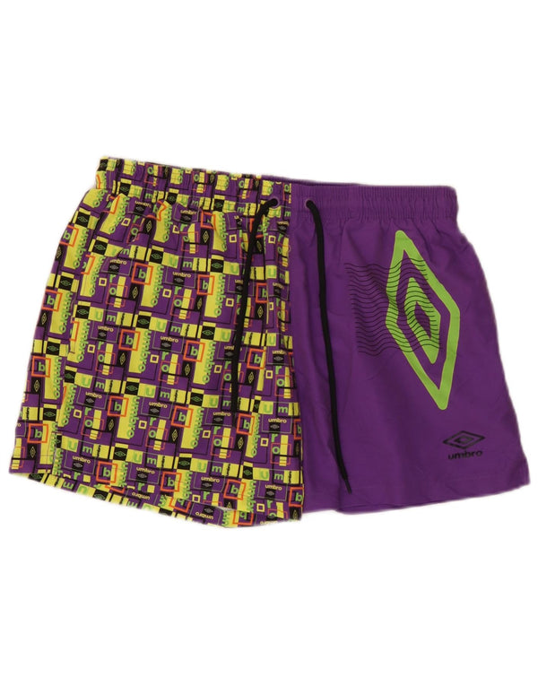 Umbro Mens Graphic Swimming Shorts Large Purple Geometric Polyester
