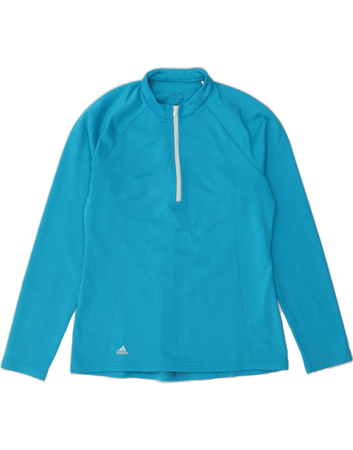 ADIDAS Womens Zip Neck Pullover Tracksuit Top UK 14 Medium Blue Polyester Vintage Adidas and Second-Hand Adidas from Messina Hembry 