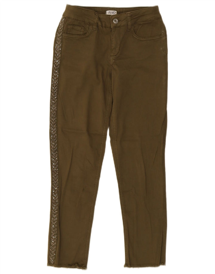 Liu Jo Dame Slim Jeans W27 L25 Khaki Bomuld