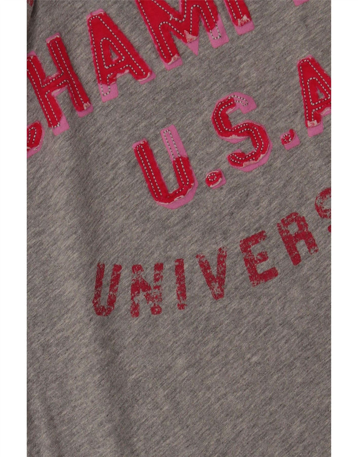 Champion Womens Heritage Fit Graphic Top 3/4 Sleeve UK 14 Medium Grey
