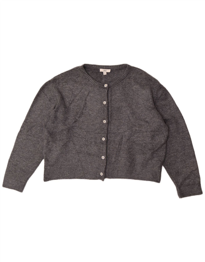 Marks & Spencer Womens Crop Oversized Cardigan Sweater UK 18 XL Grey