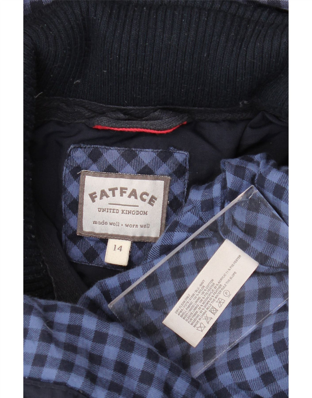 Fat Face Womens Hooded Parka Jacket UK 14 Medium Navy Blue Nylon
