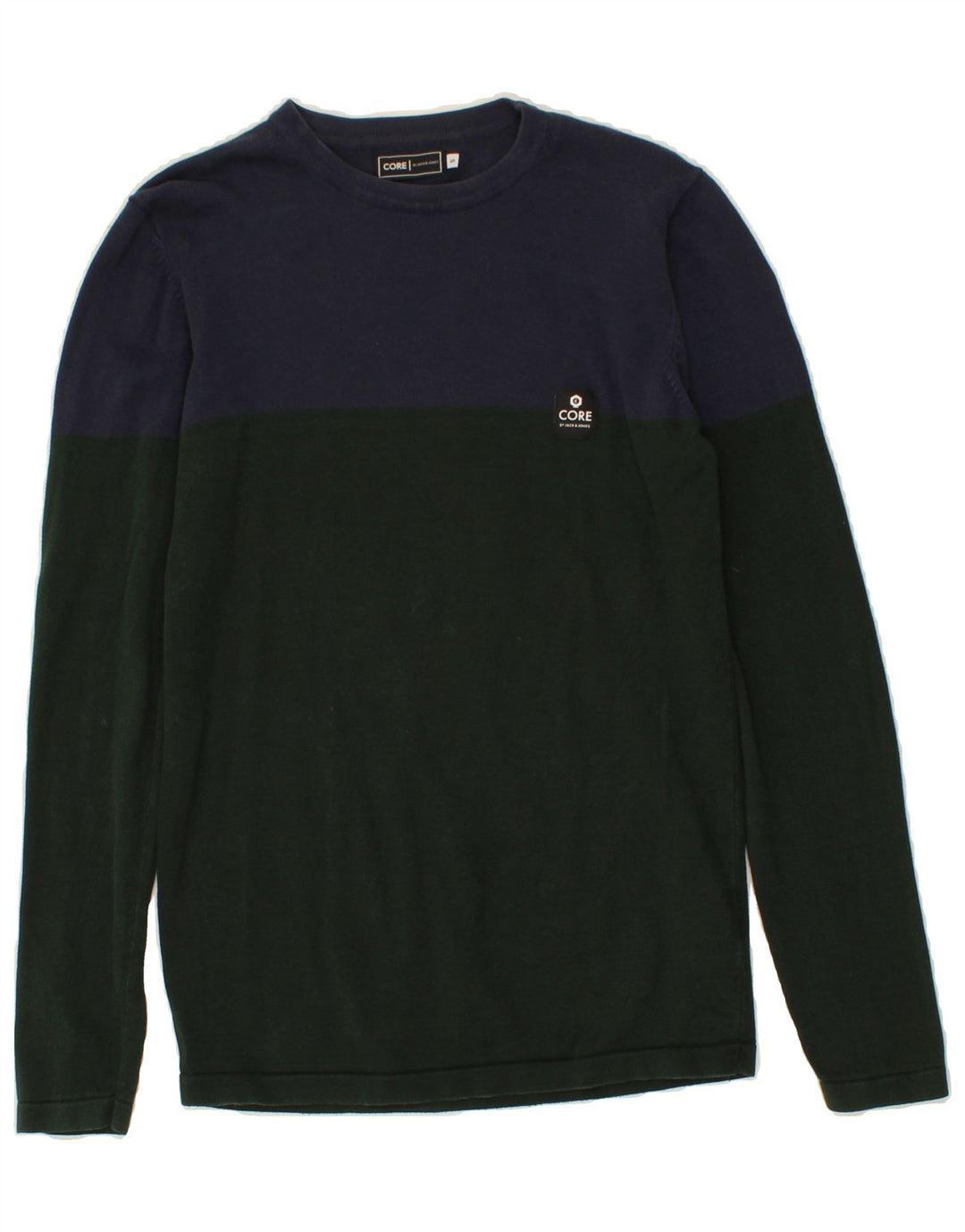 JACK & JONES Mens Top Long Sleeve Small Green Colourblock Cotton Vintage Jack & Jones and Second-Hand Jack & Jones from Messina Hembry 