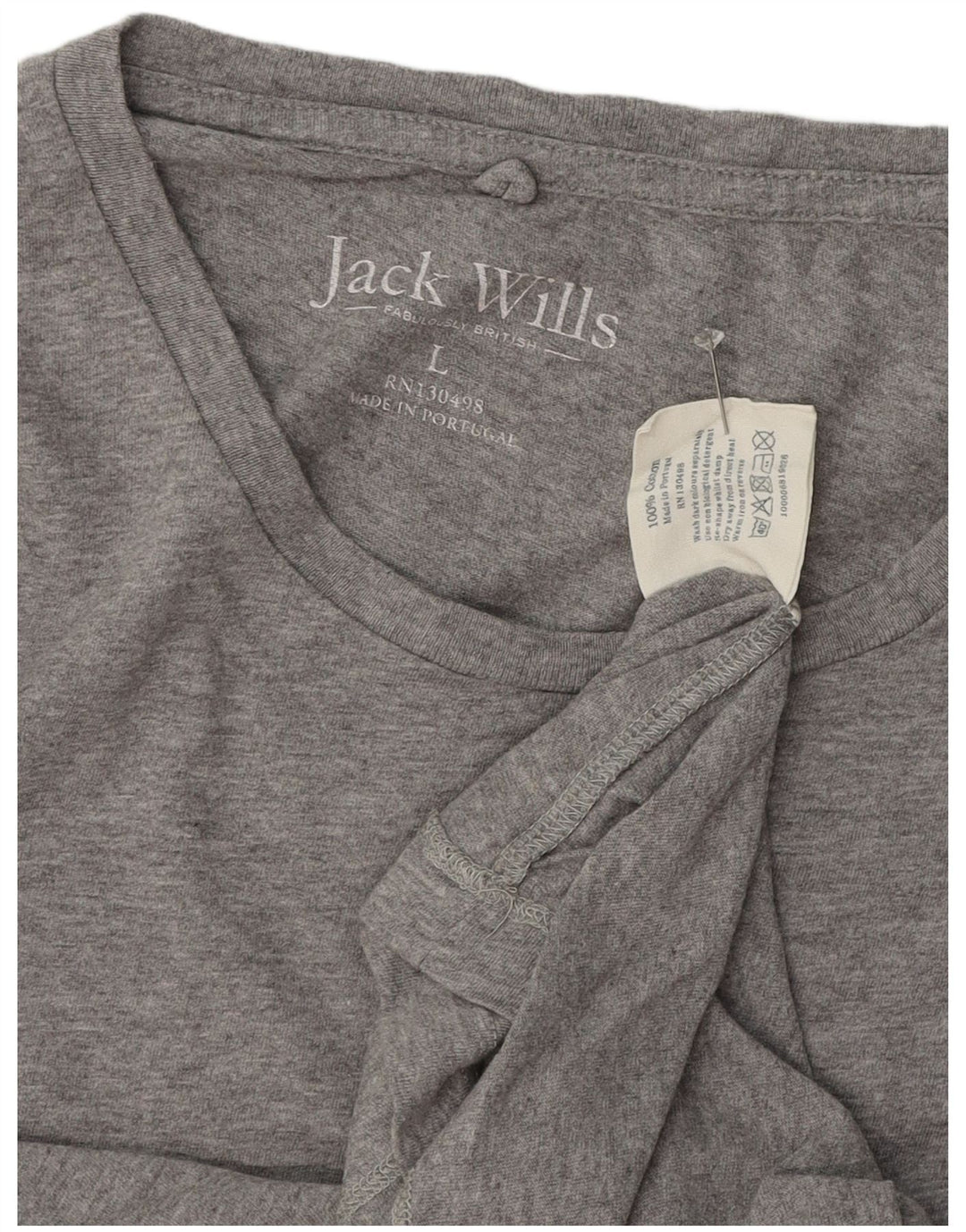 Jack Wills Herren-T-Shirt-Oberteil, groß, aus grauer Baumwolle