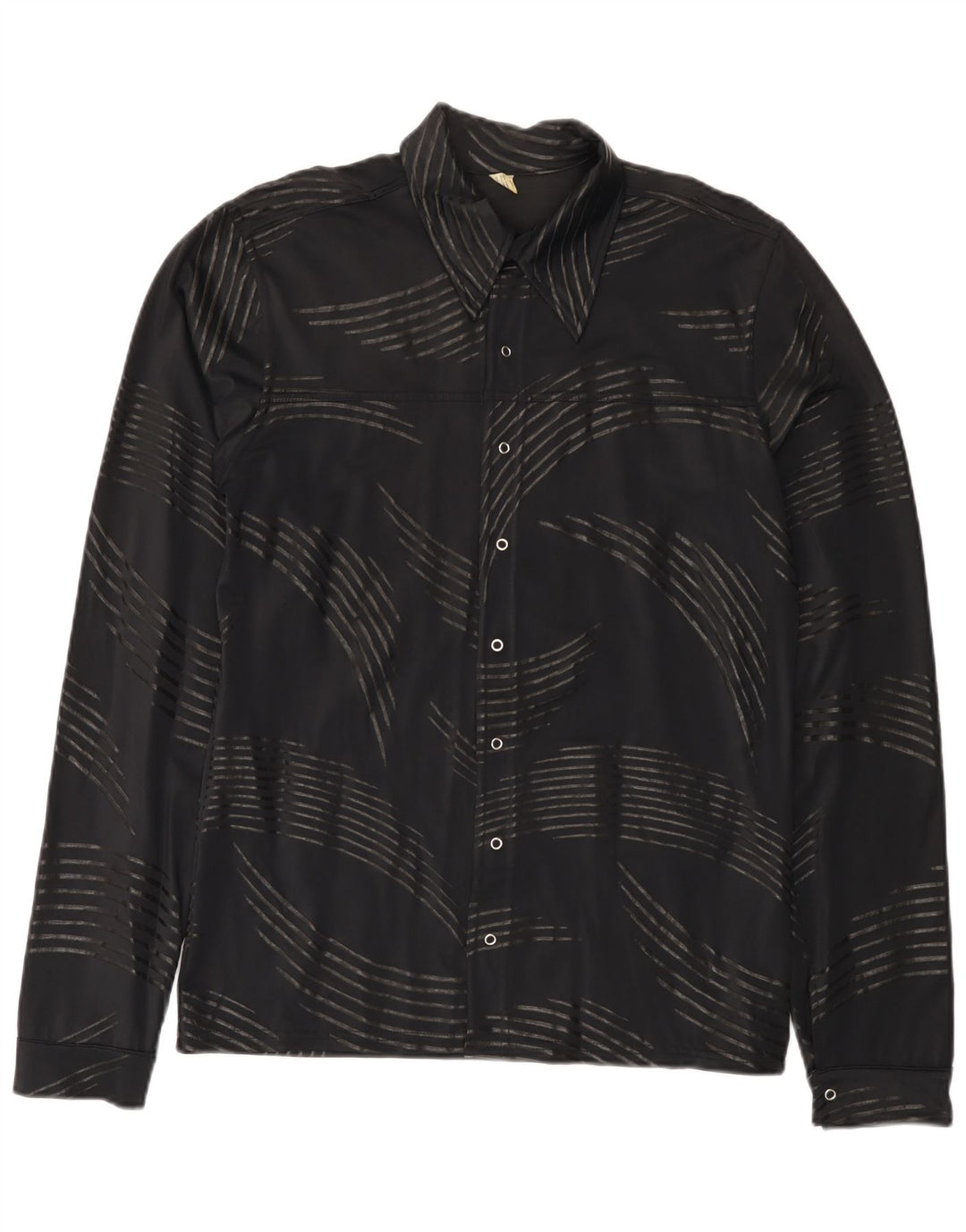 Vintage Mens Abstract Pattern Shirt Small Black Polyamide