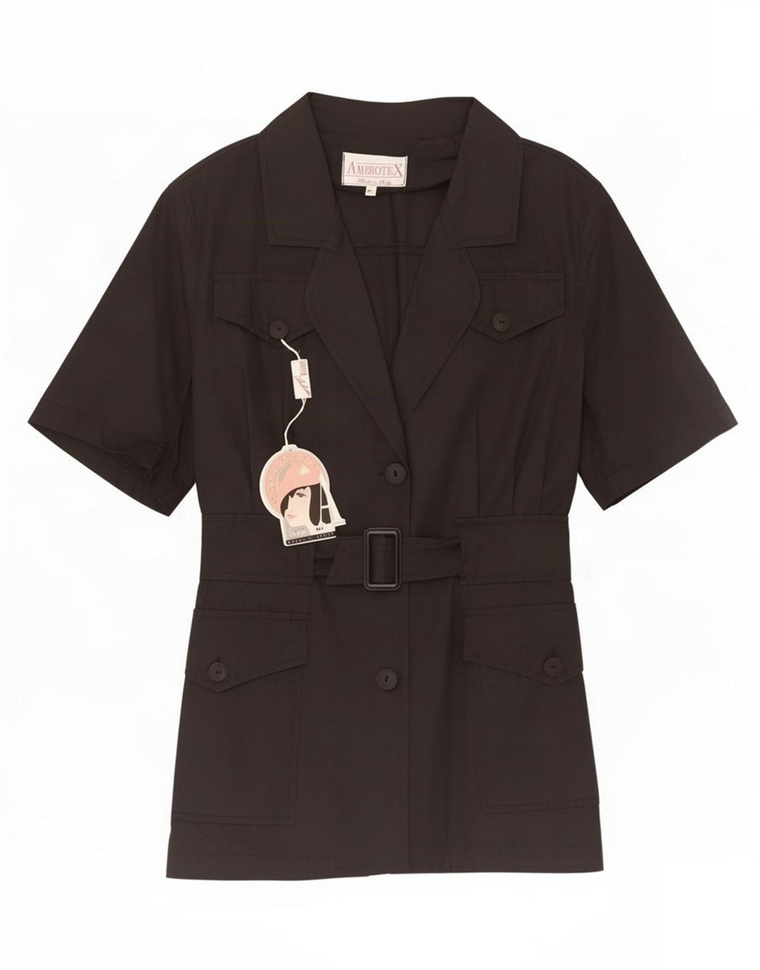vintage Femmes Manches Courtes 2 Bouton Blazer Veste UK 14 Moyen Noir