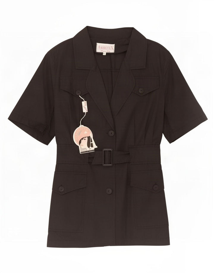 vintage Femmes Manches Courtes 2 Bouton Blazer Veste UK 14 Moyen Noir