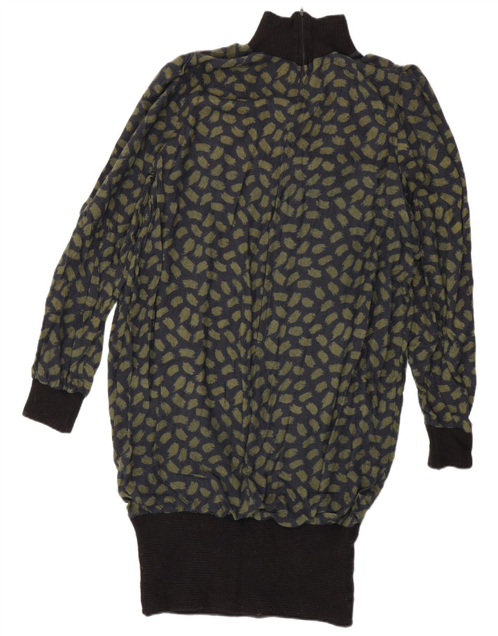 AVEDON Womens Abstract Pattern Long Sleeve Jumper Dress IT 48 XL Navy Blue