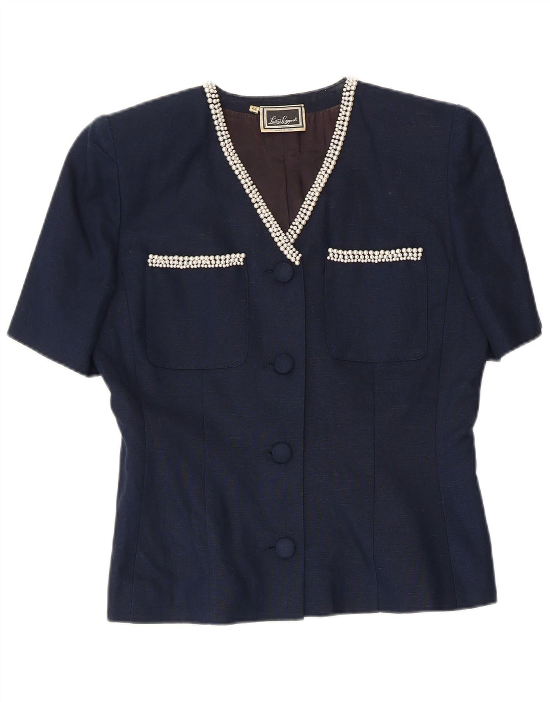 LUISA SPAGNOLI Dame 4-knaps blazerjakke IT 44 Medium Marineblå