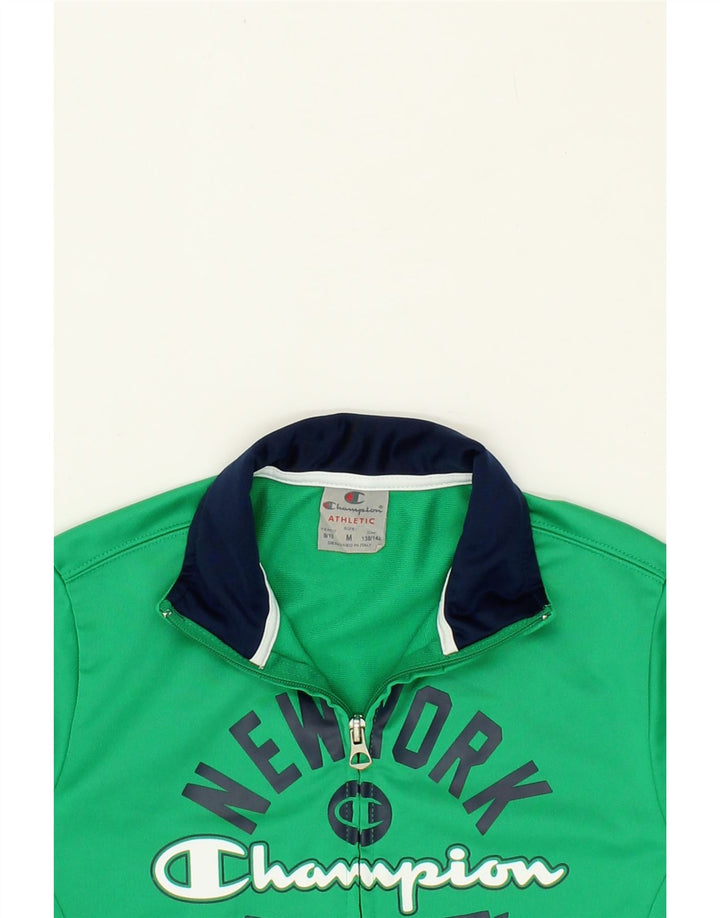 CHAMPION Boys Graphic Tracksuit Top Jacket 9-10 Years Medium Green Vintage Champion and Second-Hand Champion from Messina Hembry 