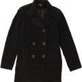 TOPSHOP Womens Double Breasted Coat UK 8 Small Black Cotton Vintage Topshop and Second-Hand Topshop from Messina Hembry 
