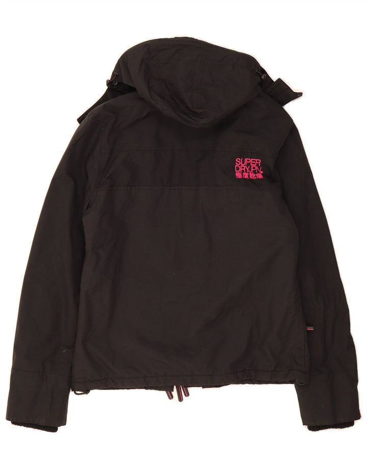 SUPERDRY Womens Hooded Windbreaker Jacket UK 14 Medium Black Nylon Vintage Superdry and Second-Hand Superdry from Messina Hembry 