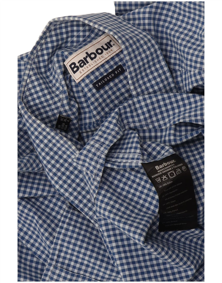 Barbour Mens Tailored Fit Shirt XL Blue Gingham Cotton